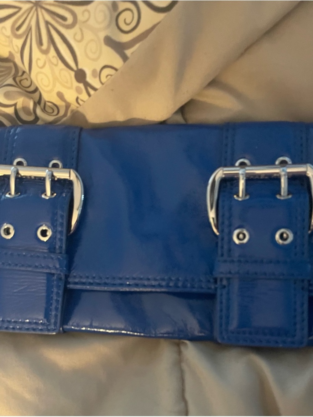 MICHAEL Michael Kors Electric Blue Patent Wristlet Clutch
